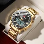 KAT-WATCH Golden Electronic Digital Sports Watches Count Down Stopwatch Clock Waterproof Watch